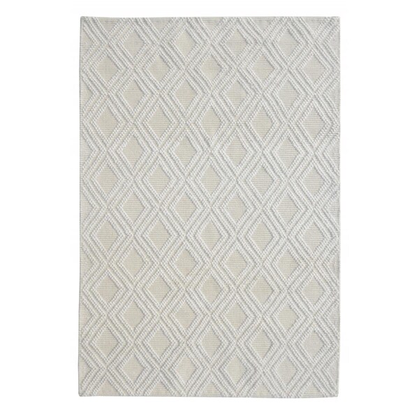 Homeroots 5 x 7 ft. Diamond Lattice Modern Area Rug Ivory & Natural 475218 - main